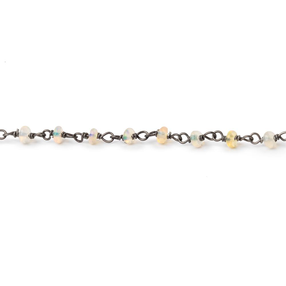 3mm Ethiopian Opal Plain Rondelles on Black Gold over .925 Chain (ONLINE ORDER ONLY)