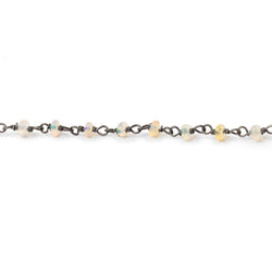 3mm Ethiopian Opal Plain Rondelles on Black Gold over .925 Chain (ONLINE ORDER ONLY)