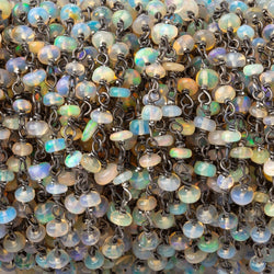 3mm Ethiopian Opal Plain Rondelles on Black Gold over .925 Chain (ONLINE ORDER ONLY)