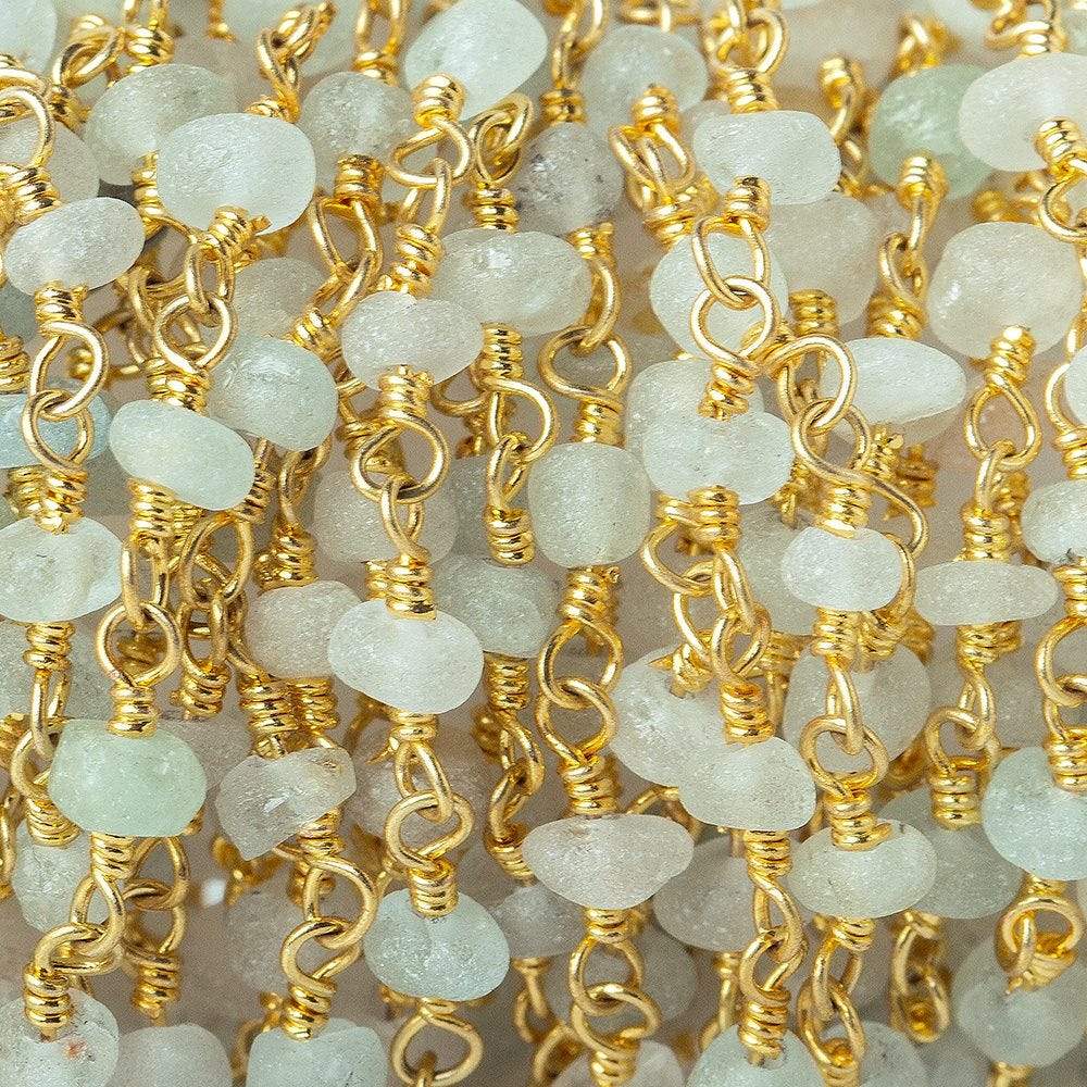 3mm Frosted Beryl rondelle Gold plated Chain sold by the foot 40 pieces (ONLINE ORDER ONLY)