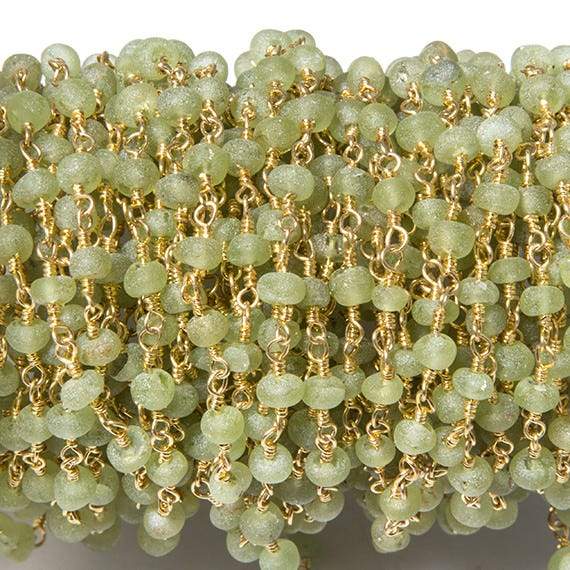 3mm Frosted Peridot rondelle Gold plated Chain by the foot 38 pieces (ONLINE ORDER ONLY)