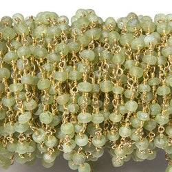 3mm Frosted Peridot rondelle Gold plated Chain by the foot 38 pieces (ONLINE ORDER ONLY)
