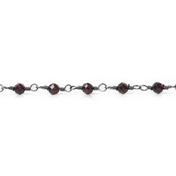 3mm Garnet micro-faceted rondelle Black Gold Chain by the foot 35 pieces