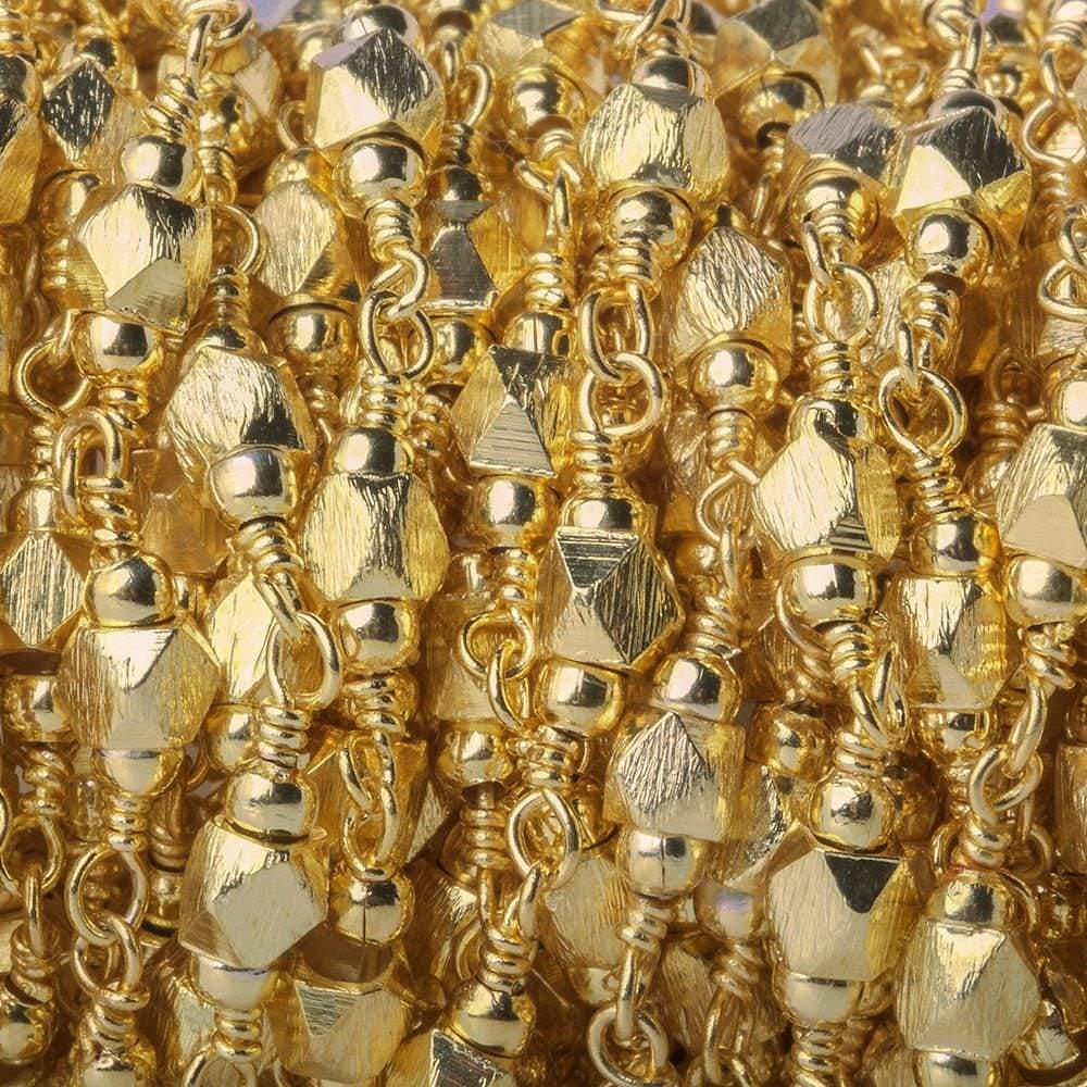 3mm Gold plated Brushed Faceted Nugget Gold Chain by the foot 25 pieces (ONLINE ORDER ONLY)