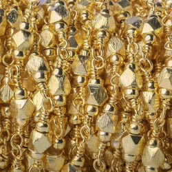 3mm Gold plated Brushed Faceted Nugget Gold Chain by the foot 25 pieces (ONLINE ORDER ONLY)