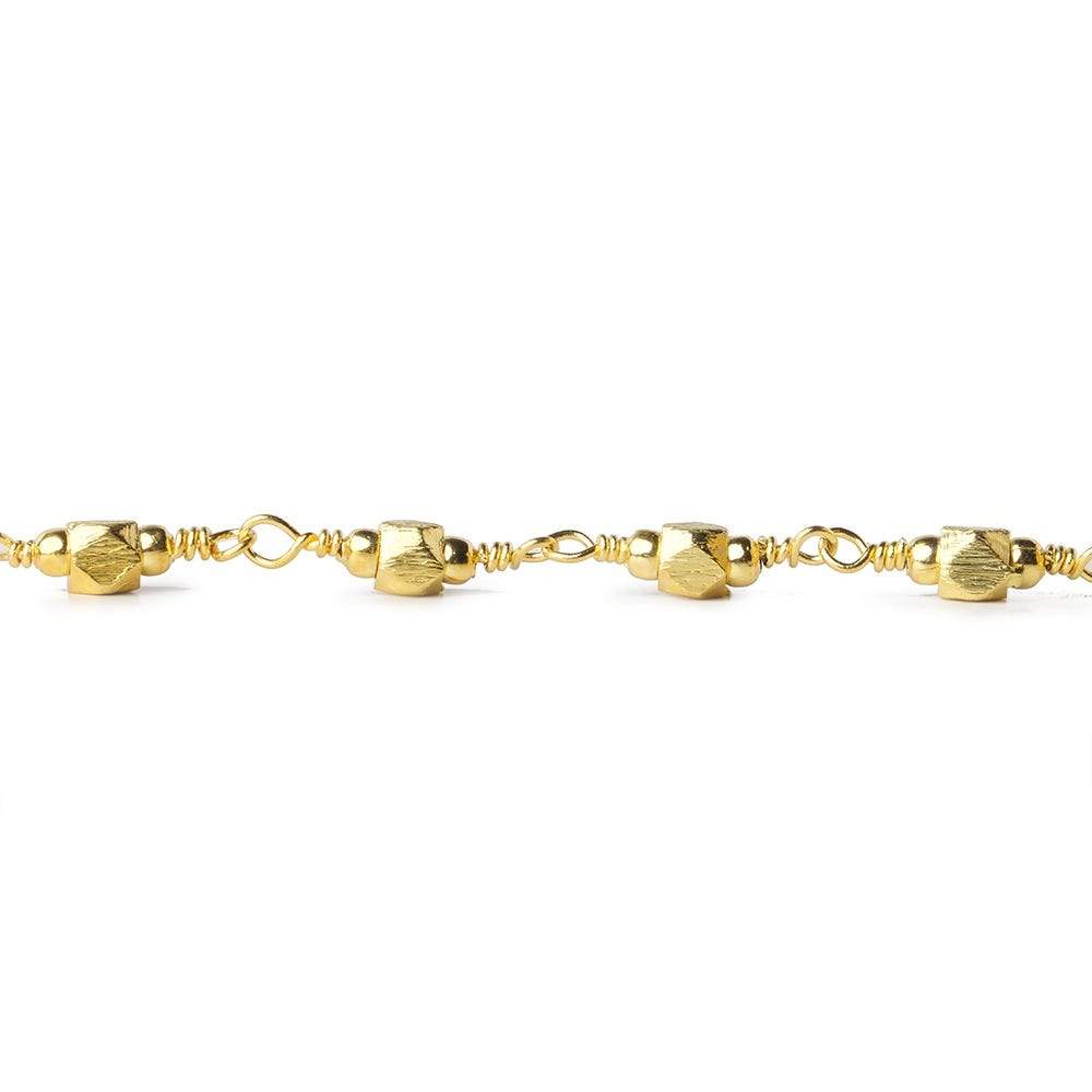 3mm Gold plated Brushed Faceted Nugget Gold Chain by the foot 25 pieces (ONLINE ORDER ONLY)