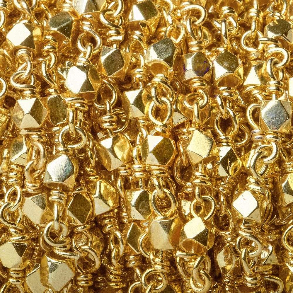 3mm Gold plated hand polished Faceted Nugget Chain by the foot 34 pcs (ONLINE ORDER ONLY)