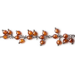 3.5mm Hessonite Garnet microfaceted round Black Gold Dangling Chain by the foot (ONLINE ORDER ONLY)