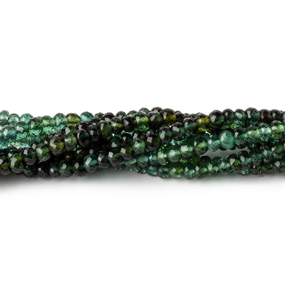 3mm Indicolite Blue & Chrome Green Tourmaline faceted rondelles 18 inch 210 pieces AA (ONLINE ORDER ONLY)