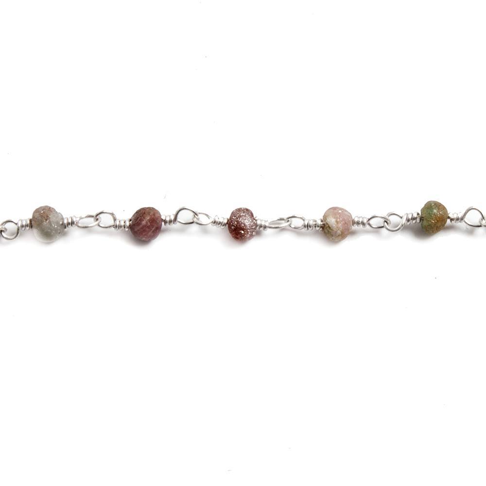 3mm Matte Tourmaline faceted rondelle Silver plated Chain by the foot 35 beads (ONLINE ORDER ONLY)