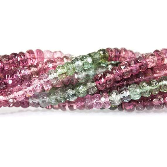 3mm Multi Color Tourmaline faceted rondelle Beads 14 inch 168 pieces (ONLINE ORDER ONLY)