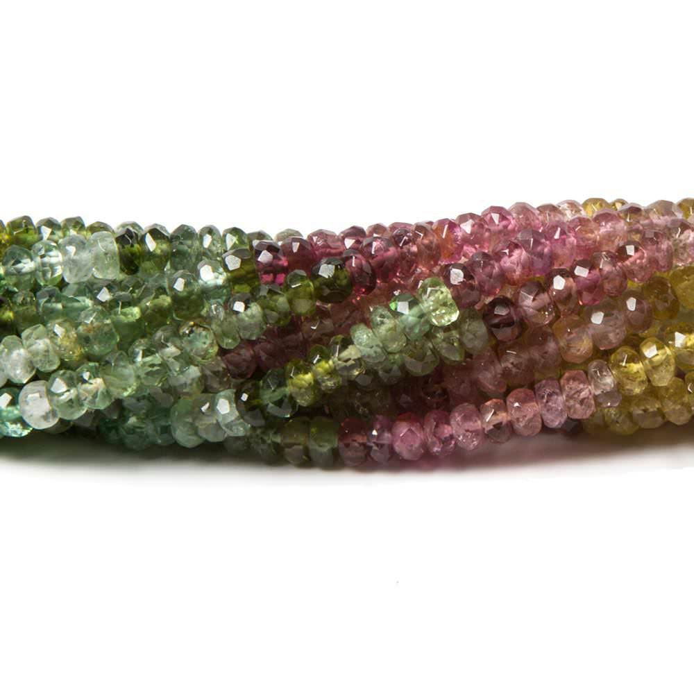 3mm Multi Color Tourmaline faceted rondelle beads 16 inch 216 pieces (ONLINE ORDER ONLY)