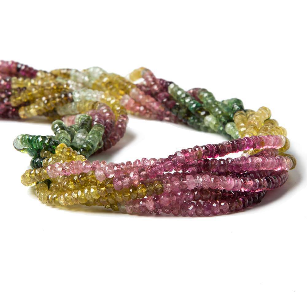 3mm Multi Color Tourmaline faceted rondelle beads 16 inch 216 pieces (ONLINE ORDER ONLY)