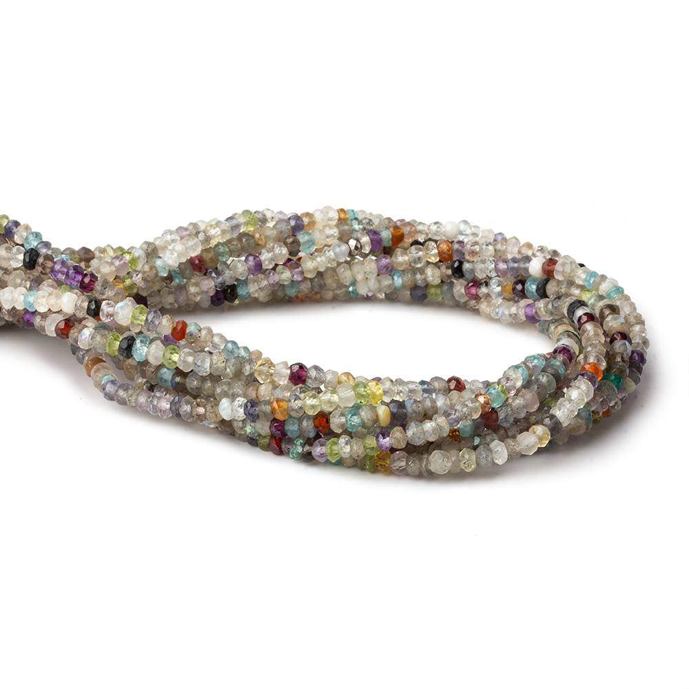 3mm Multi Gemstone Faceted Rondelle Beads 13 inches 72 pieces (ONLINE ORDER ONLY)