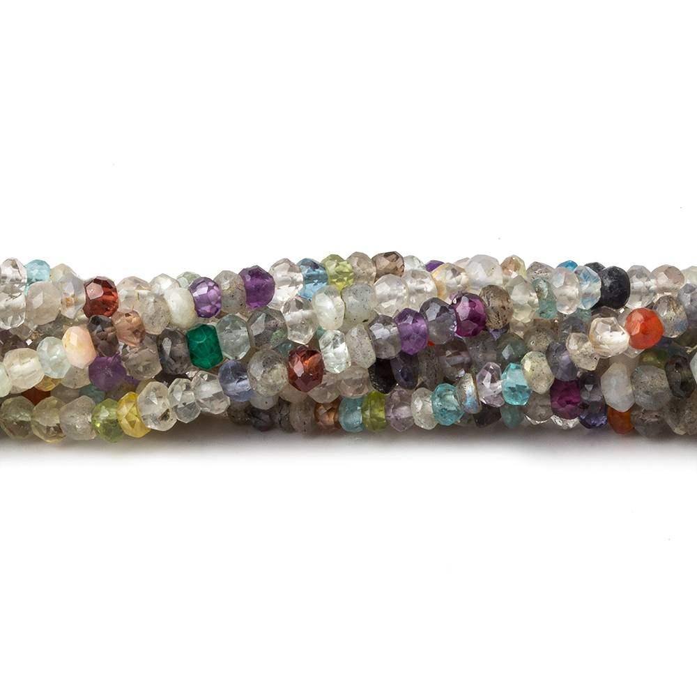3mm Multi Gemstone Faceted Rondelle Beads 13 inches 72 pieces (ONLINE ORDER ONLY)