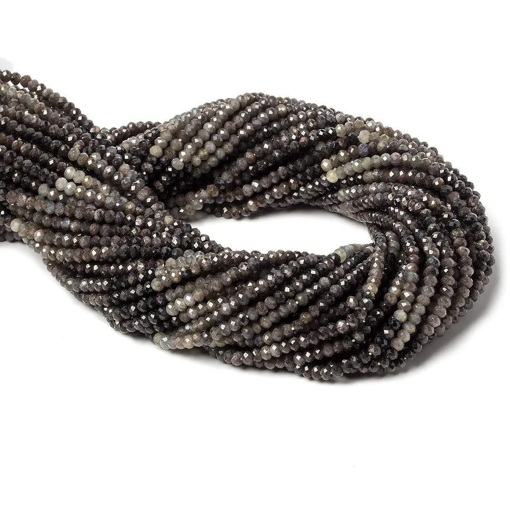 3mm Multi Grey Sapphire Micro Faceted rondelle beads 13 inch 160 pieces (ONLINE ORDER ONLY)