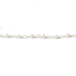 3mm Off White Baroque Freshwater Pearl .925 Silver Chain by the foot (ONLINE ORDER ONLY)