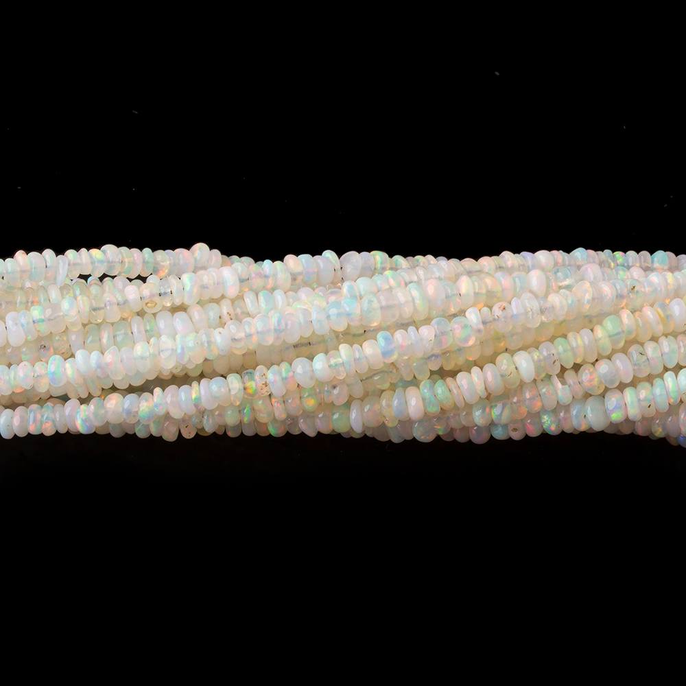 3mm Off White Ethiopian Opal plain rondelle beads 18 inch 300 pieces AA (ONLINE ORDER ONLY)