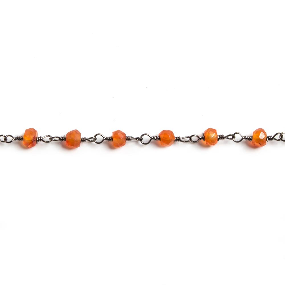 3mm Carnelian faceted rondelle Black Gold Chain by the foot 36 pieces (ONLINE ORDER ONLY)