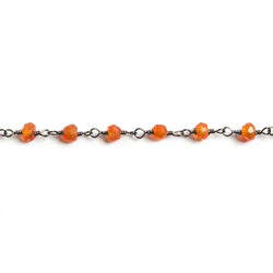 3mm Carnelian faceted rondelle Black Gold Chain by the foot 36 pieces (ONLINE ORDER ONLY)
