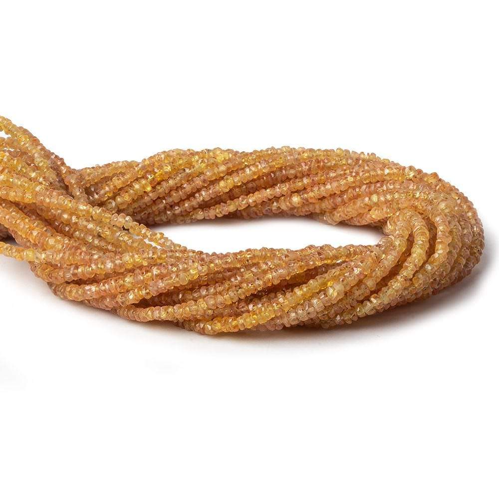 3mm Orangey Yellow Sapphire faceted rondelles 16 inch 250 pieces A (ONLINE ORDER ONLY)