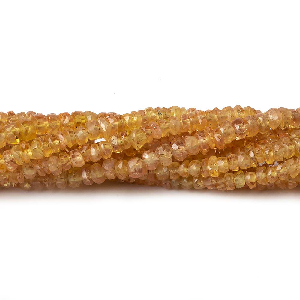 3mm Orangey Yellow Sapphire faceted rondelles 16 inch 250 pieces A (ONLINE ORDER ONLY)