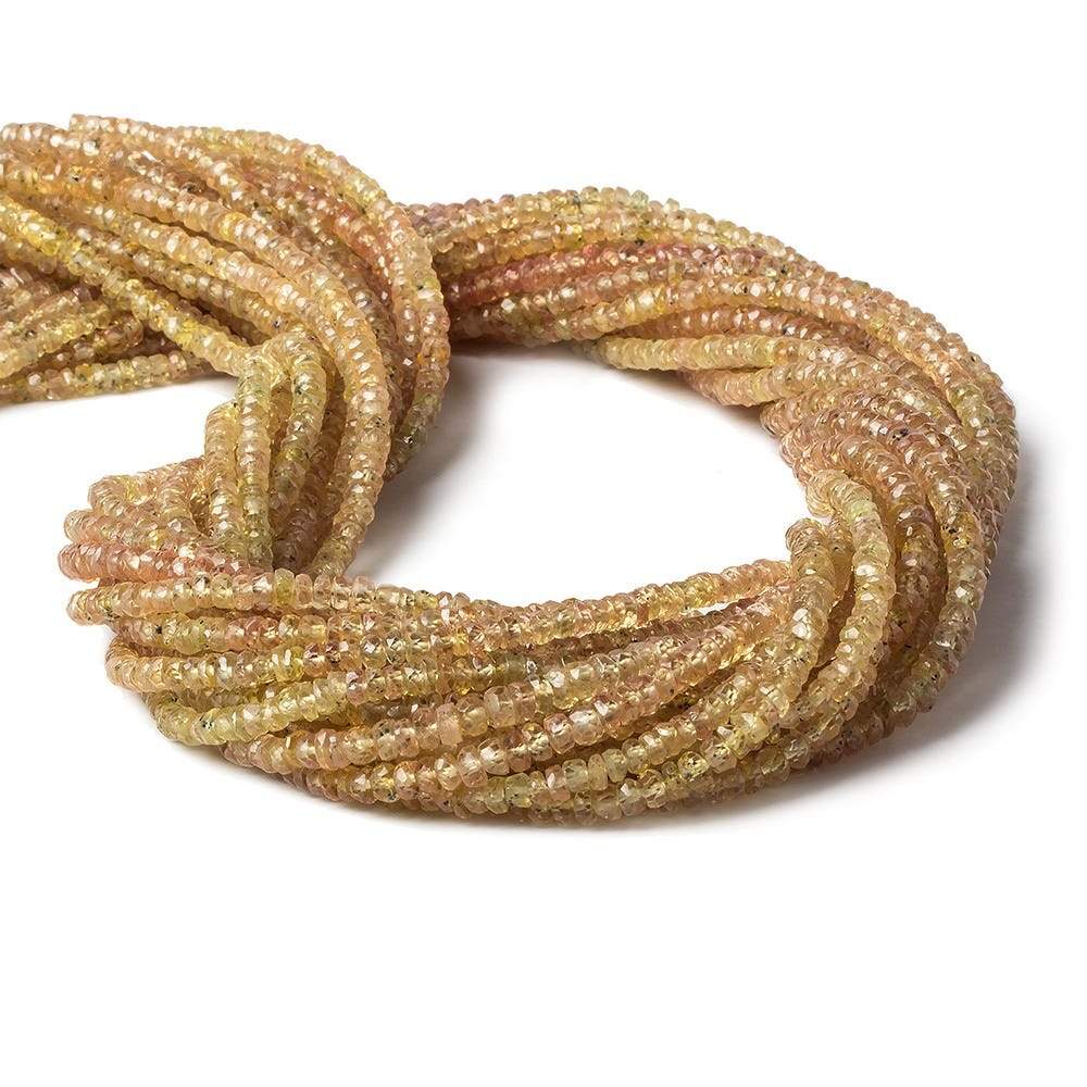 3mm Orange Yellow Songea Sapphire Beads Faceted Rondelle 16 inch 205 pieces (ONLINE ORDER ONLY)
