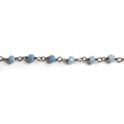 3mm Owyhee Denim Blue Opal faceted rondelle Black Gold Chain by the foot 36 pieces (ONLINE ORDER ONLY)