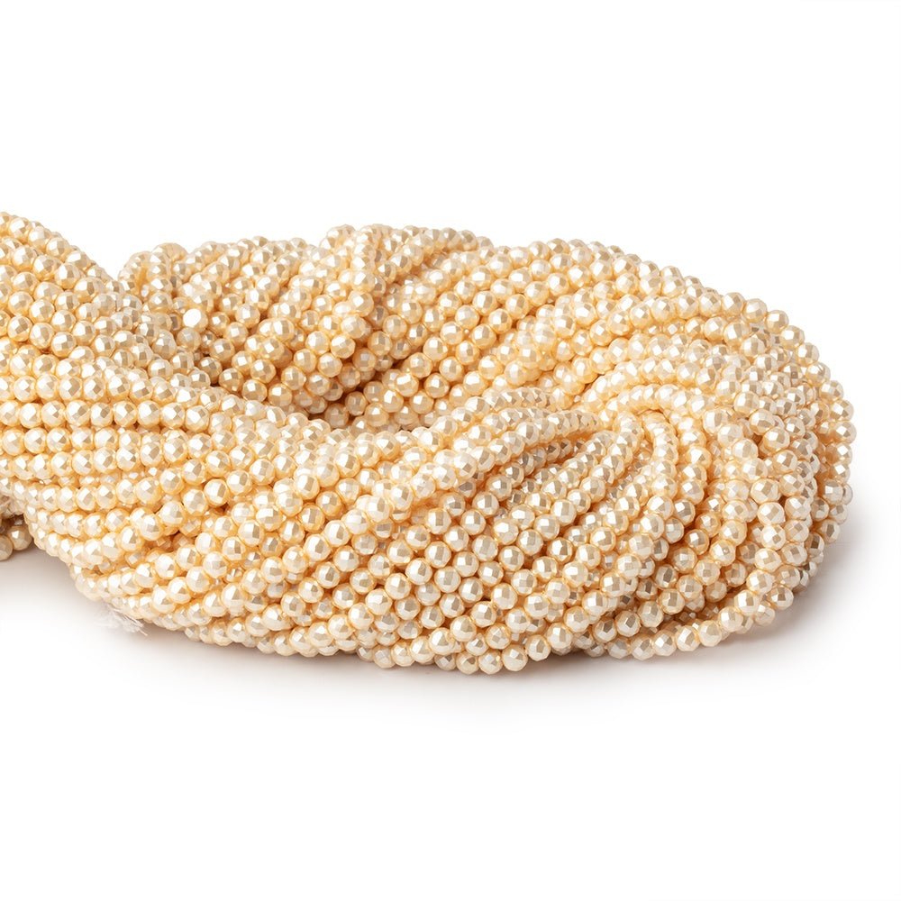 3mm Pale Yellow Shell Pearl Micro Faceted Rounds 12.75 inch 114 Beads (ONLINE ORDER ONLY)