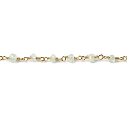 3mm Prehnite faceted rondelle Gold plated Chain by the foot 40 pcs