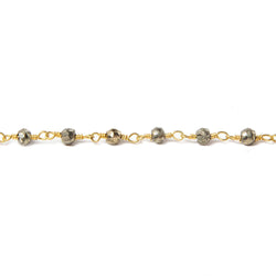 3mm Pyrite faceted rondelle Gold plated Chain by the foot 38 pcs (ONLINE ORDER ONLY)