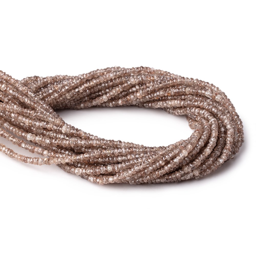 3mm Rose and Champagne Zircon faceted rondelles 13.5 inches 206 Beads (ONLINE ORDER ONLY)