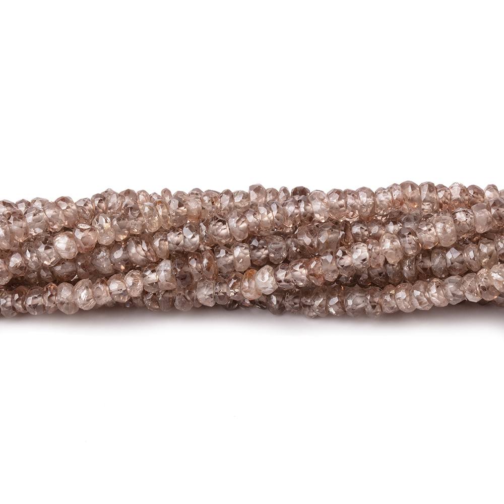 3mm Rose and Champagne Zircon faceted rondelles 13.5 inches 206 Beads (ONLINE ORDER ONLY)