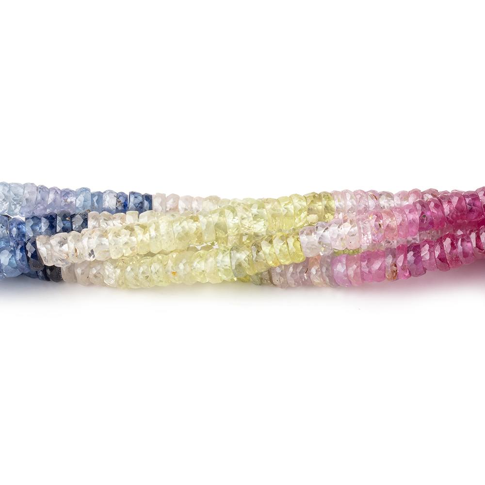 3mm Ruby & Fancy Sapphire Faceted Heshi Beads 18 inch 380 pieces AA (ONLINE ORDER ONLY)