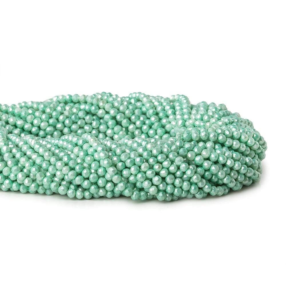 3mm Sea Aqua Shell Pearl micro faceted round beads 13 inch 133 pieces (ONLINE ORDER ONLY)
