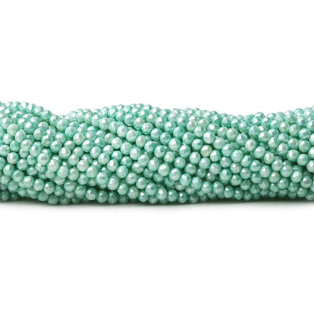 3mm Sea Aqua Shell Pearl micro faceted round beads 13 inch 133 pieces (ONLINE ORDER ONLY)