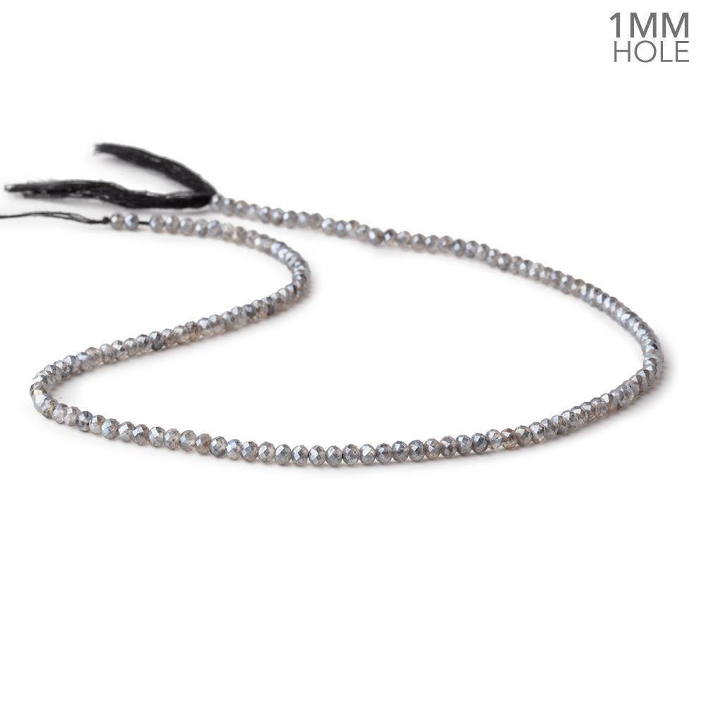 3mm Silver Metallic Labradorite MicroFaceted rondelles 1mm drill hole 140 beads AAA (ONLINE ORDER ONLY)