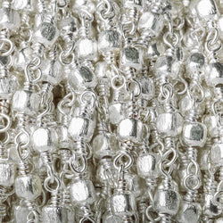 3mm Silver plated Brushed Cube Silver plated Chain by the foot