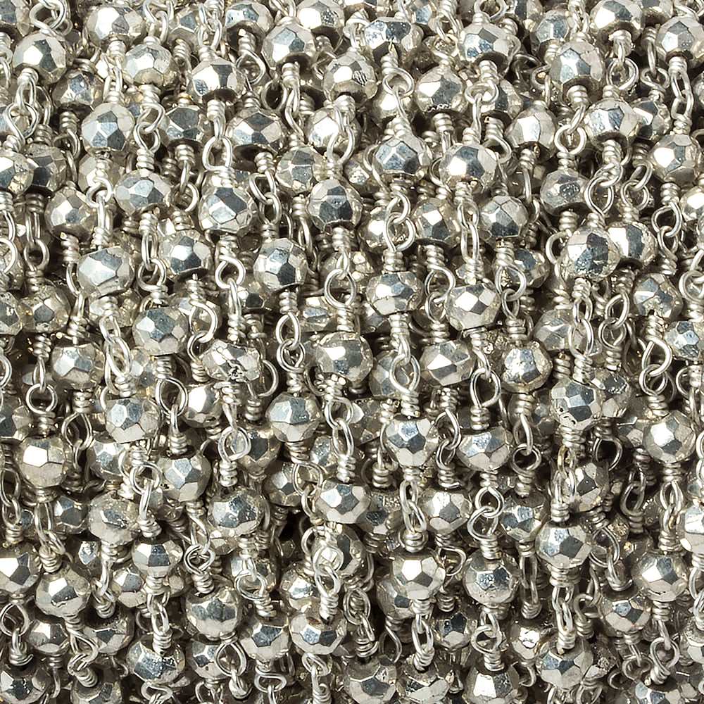 3mm Silver plated Pyrite Silver plated Chain by the foot (ONLINE ORDER ONLY)