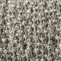 3mm Silver plated Pyrite Silver plated Chain by the foot (ONLINE ORDER ONLY)