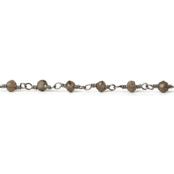 3mm Smoky Quartz faceted rondelle Black Gold plated Chain by the foot 40 pcs (ONLINE ORDER ONLY)