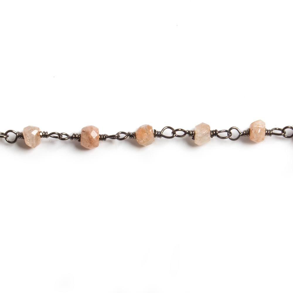 3mm Sunstone faceted rondelle Black Gold Chain by the foot 36 pieces (ONLINE ORDER ONLY)