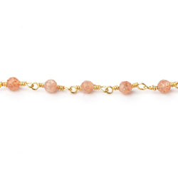 3mm Sunstone Micro Faceted Rounds on Gold Plated Chain (ONLINE ORDER ONLY)
