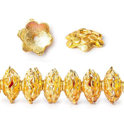 3x11mm 22kt Gold Plated Copper Polka Dots On Snowflake Bead Cap 8 inch 64 beads (ONLINE ORDER ONLY)