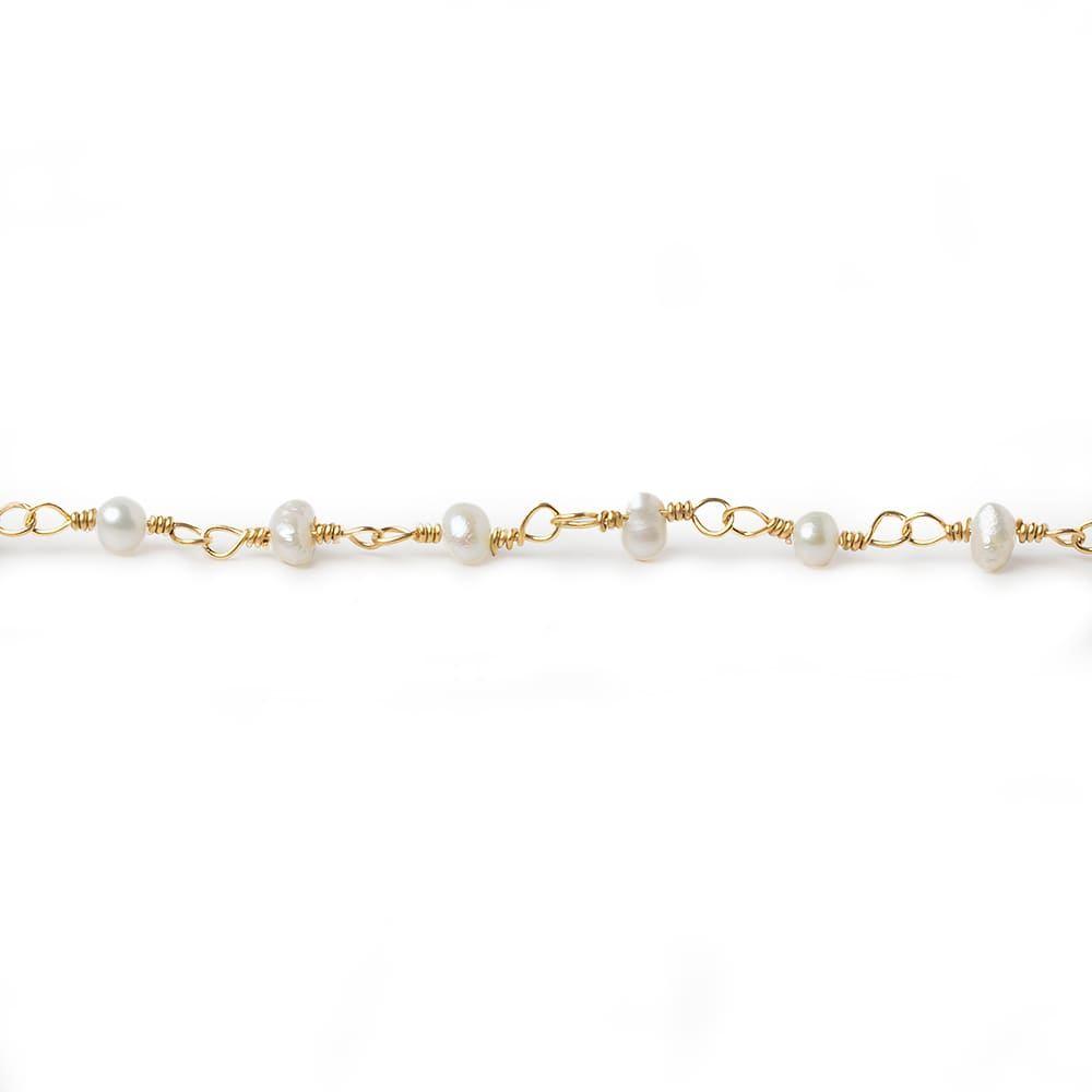 3x2mm Off White Baroque Pearl Gold plated Chain (ONLINE ORDER ONLY)