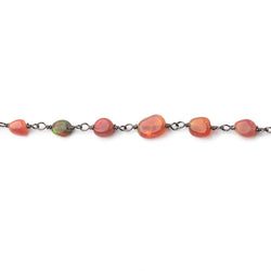 3x3-7x5mm Ethiopian Opal Plain Nuggets on Black Gold .925 Silver Chain (ONLINE ORDER ONLY)