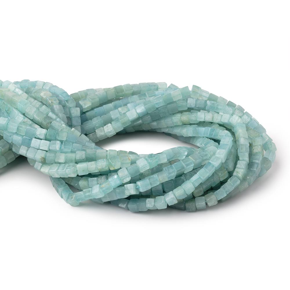 4-4.5mm Aquamarine Plain Cubes 14 inch 76 Beads (ONLINE ORDER ONLY)