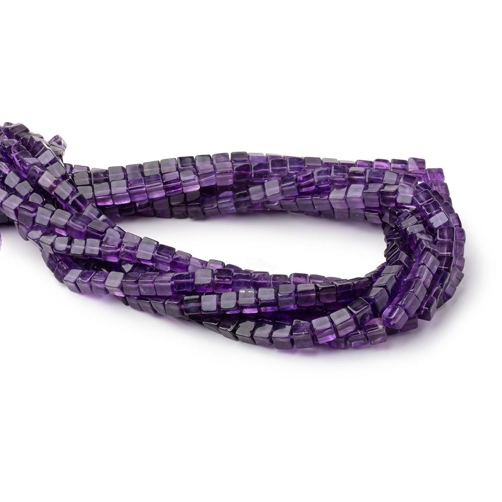 4-4.5mm Dark Amethyst Plain Cube Beads 14 inch 76 pieces (ONLINE ORDER ONLY)