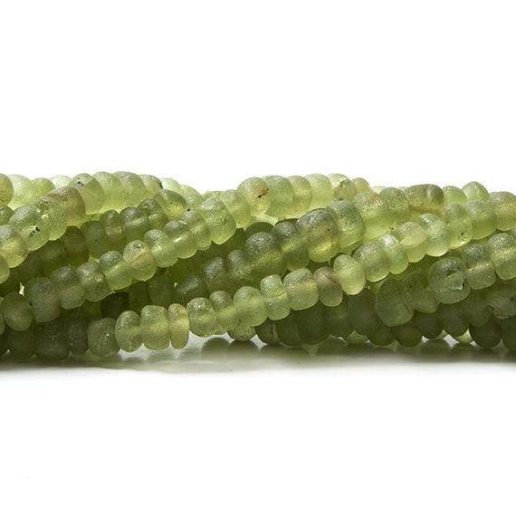 4-4.5mm Frosted Peridot plain rondelle Beads 13 inch 113 pieces (ONLINE ORDER ONLY)