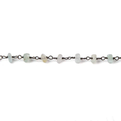 4-4.5mm Matte Aquamarine & Beryl rondelle Black Gold Chain by the foot 25 pcs